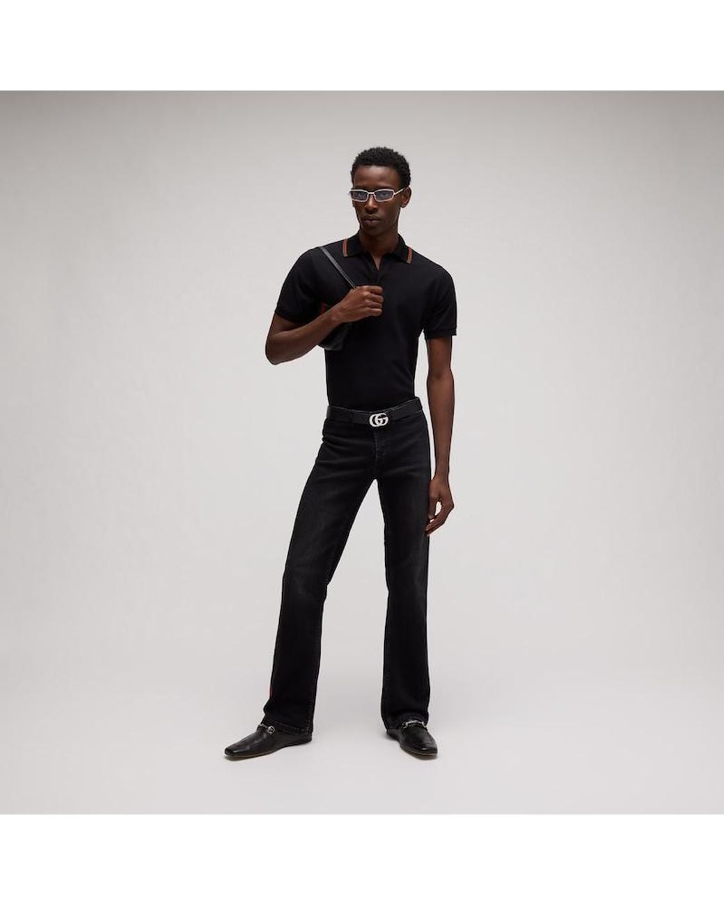 Gucci Black Cotton Jersey Piquet Polo Shirt, Size M, Ready-To-Wear for men