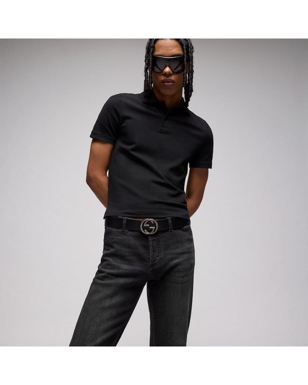 Gucci Black Reversible Belt With Interlocking G Buckle, Size 100 for men