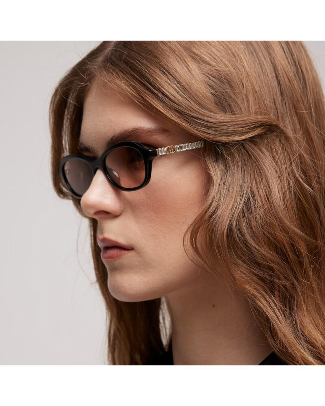 Gucci Brown Oval-Frame Sunglasses
