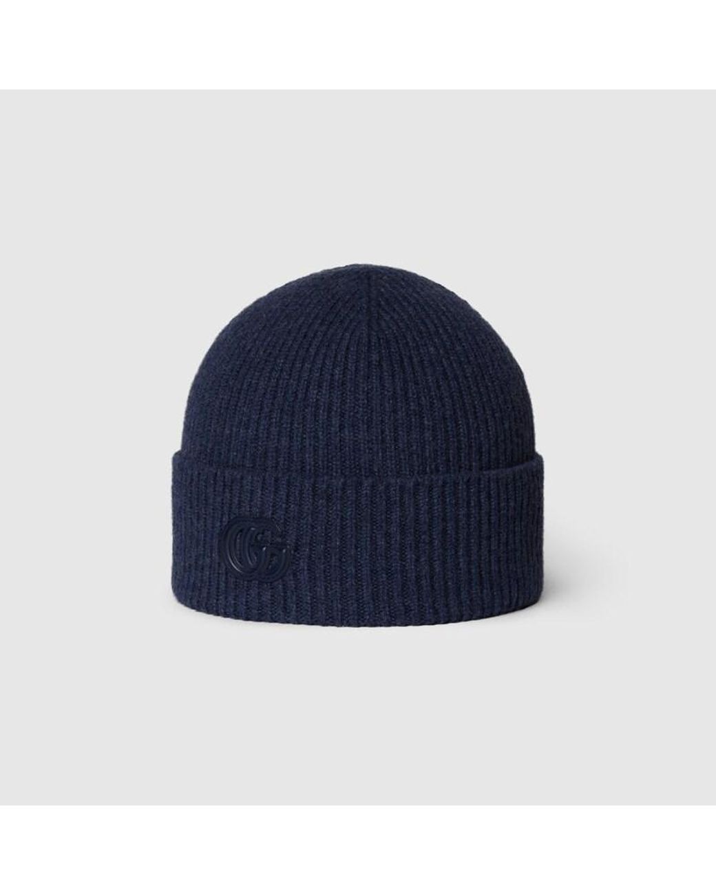 Gucci Blue Cashmere Hat With Patch for men