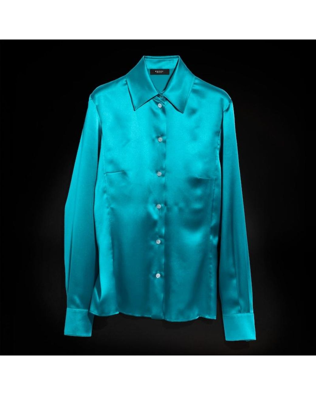 Gucci Blue Silk Satin Shirt