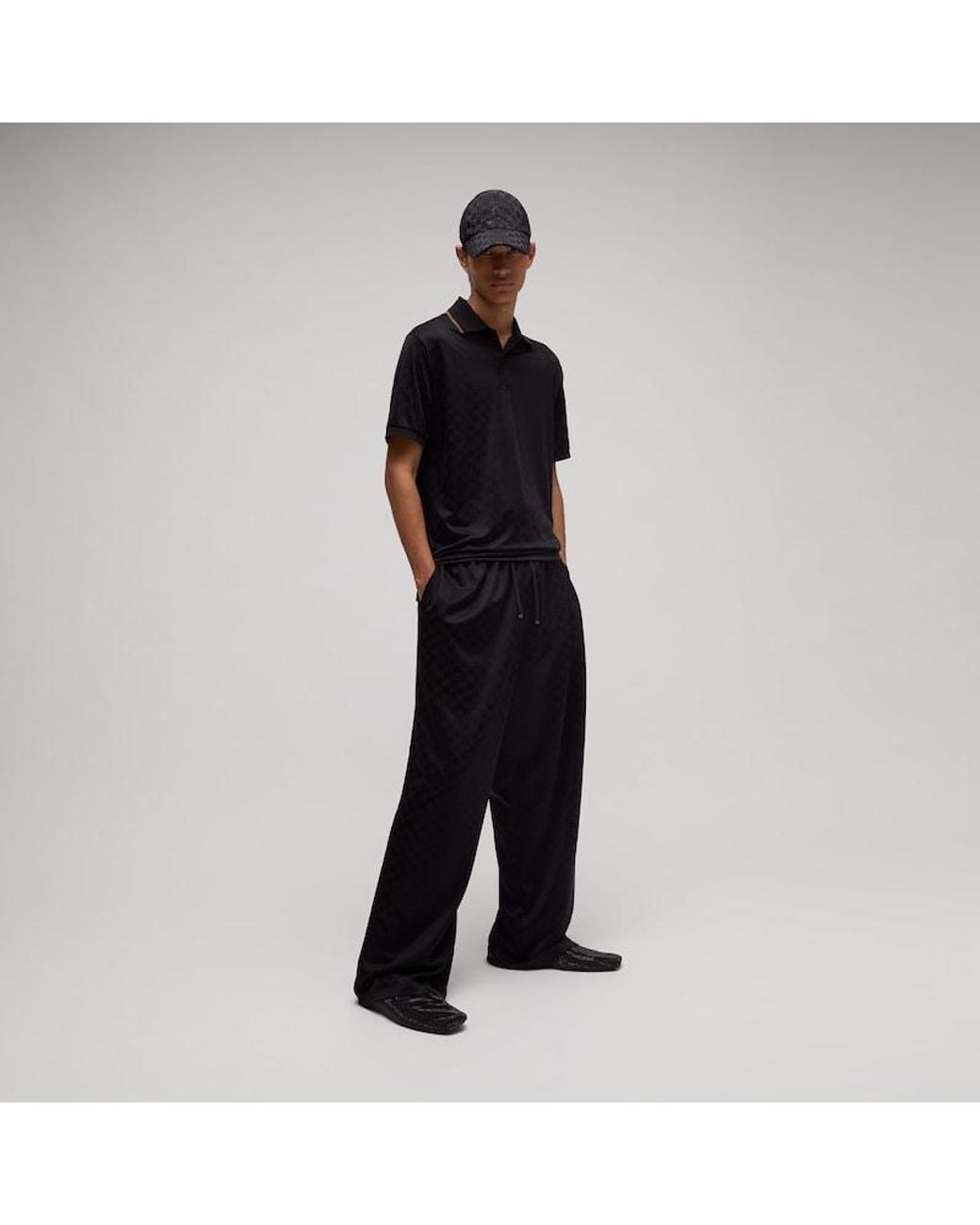 Gucci Black Gg Stretch Nylon Jacquard Polo Shirt for men