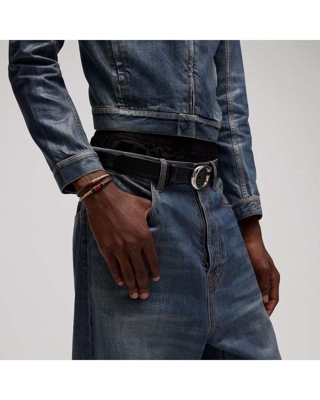 Gucci Metallic Wrap Bracelet With Enamel Web Tag
