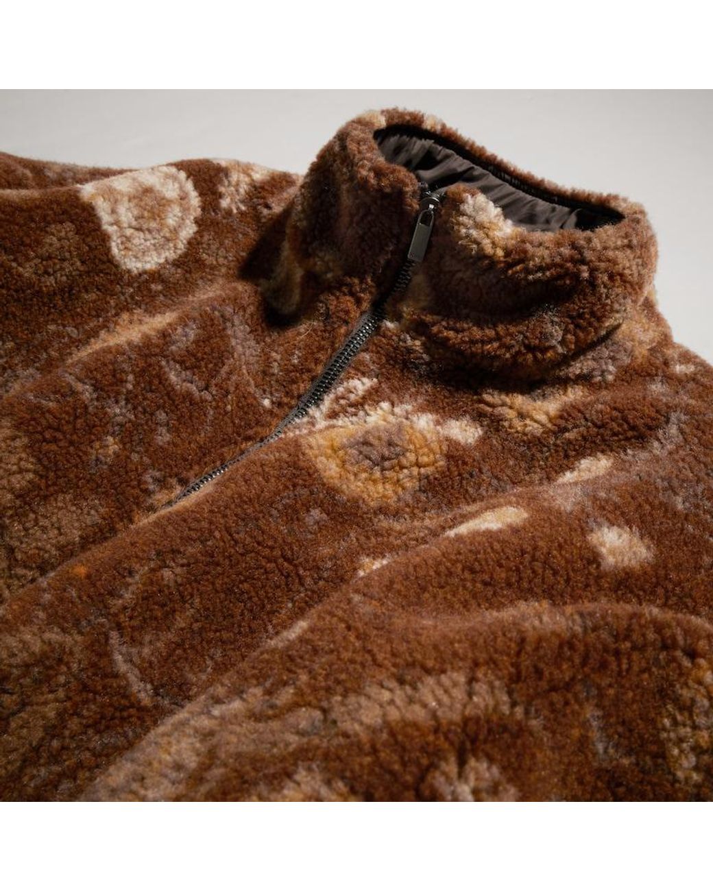 Gucci Brown Reversible Flora Fleece Jacket