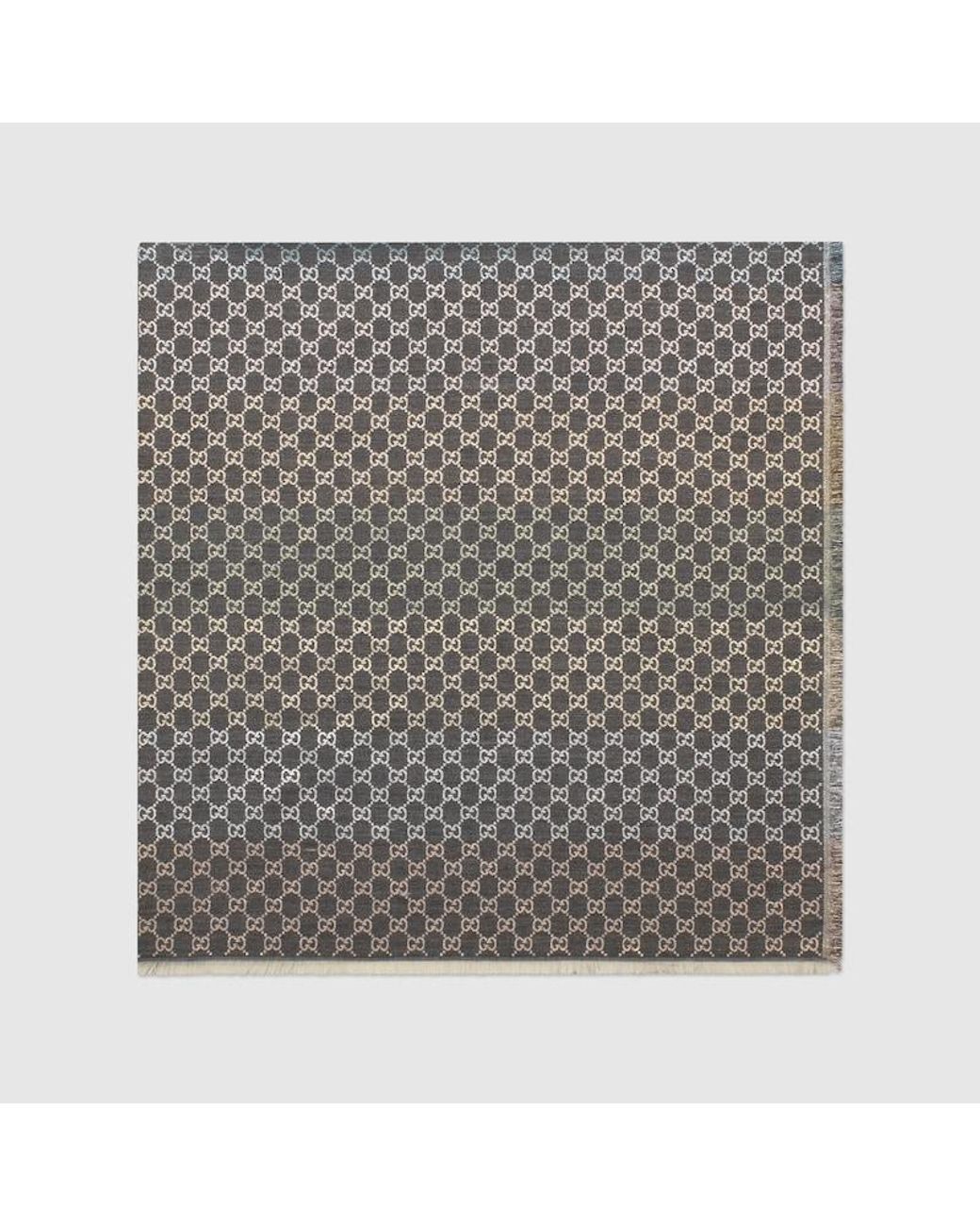 Gucci Gray Striped GG Jacquard Shawl