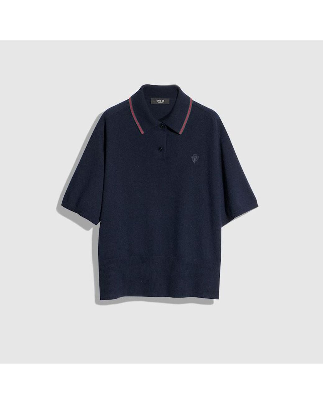 Gucci Blue Cashmere Knit Polo Shirt With Web