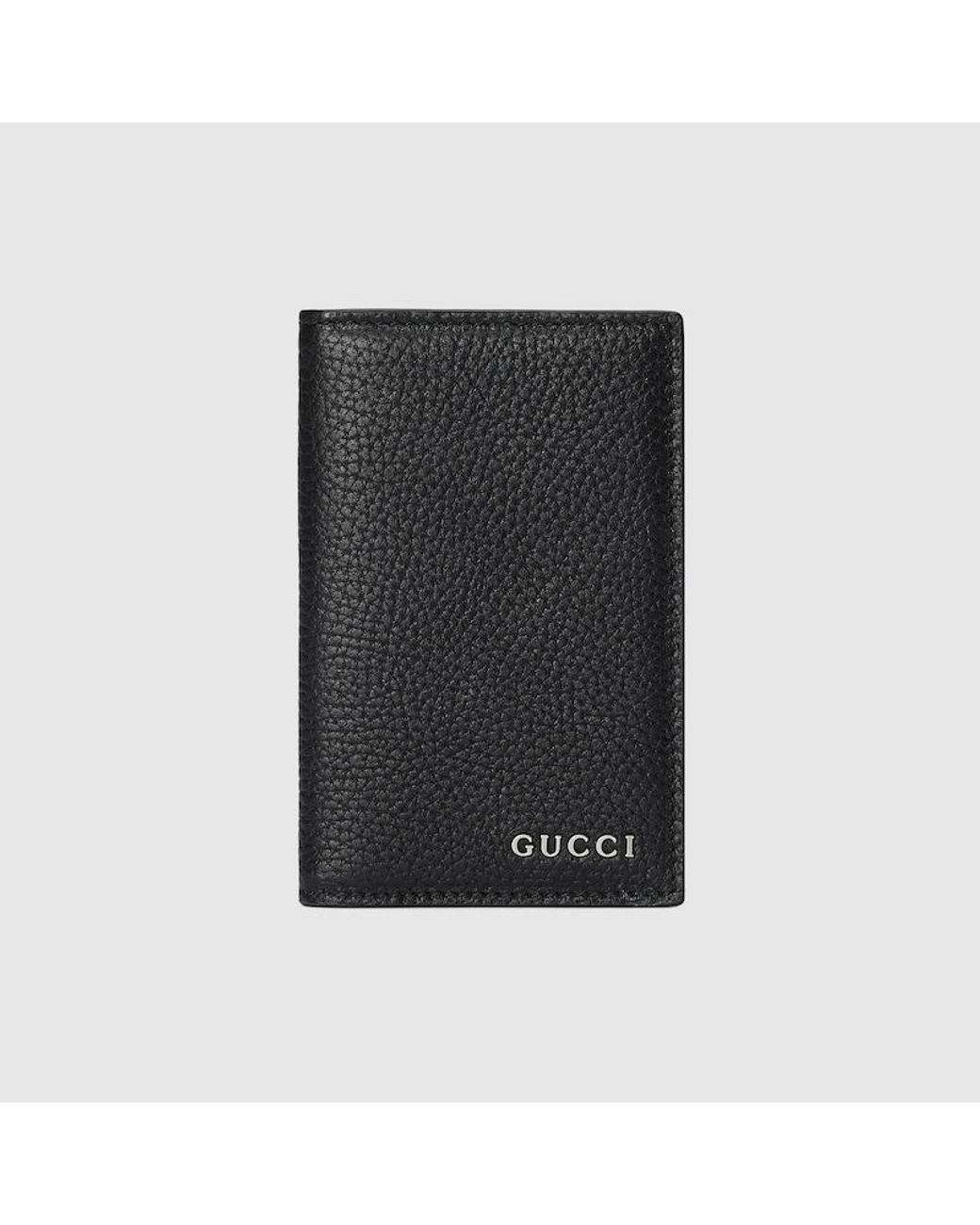 Gucci Black Logo-Lettering Bi-Fold Cardholder for men