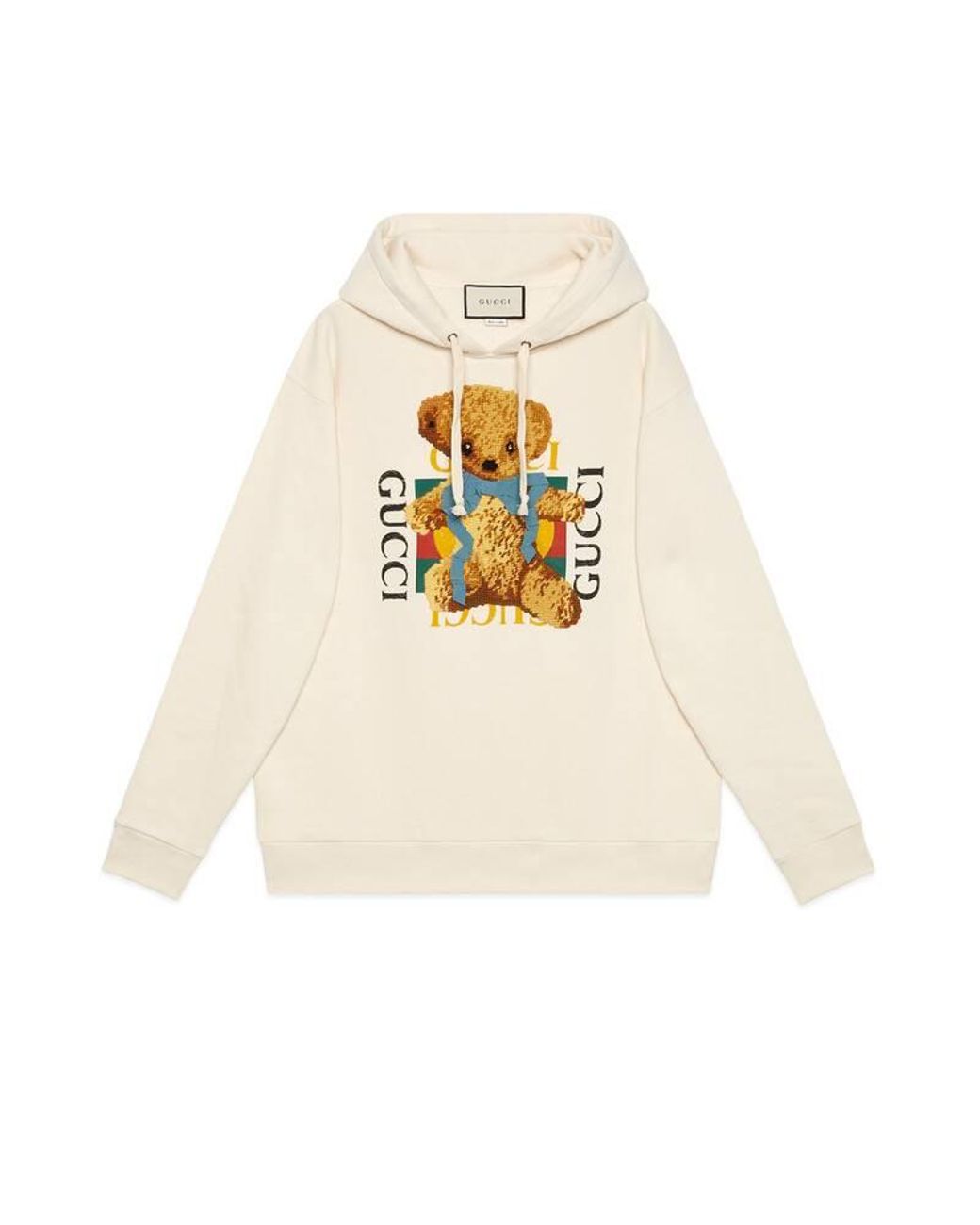 Gucci Oversize Sweatshirt With Logo And Teddy Bear in Natural | Lyst