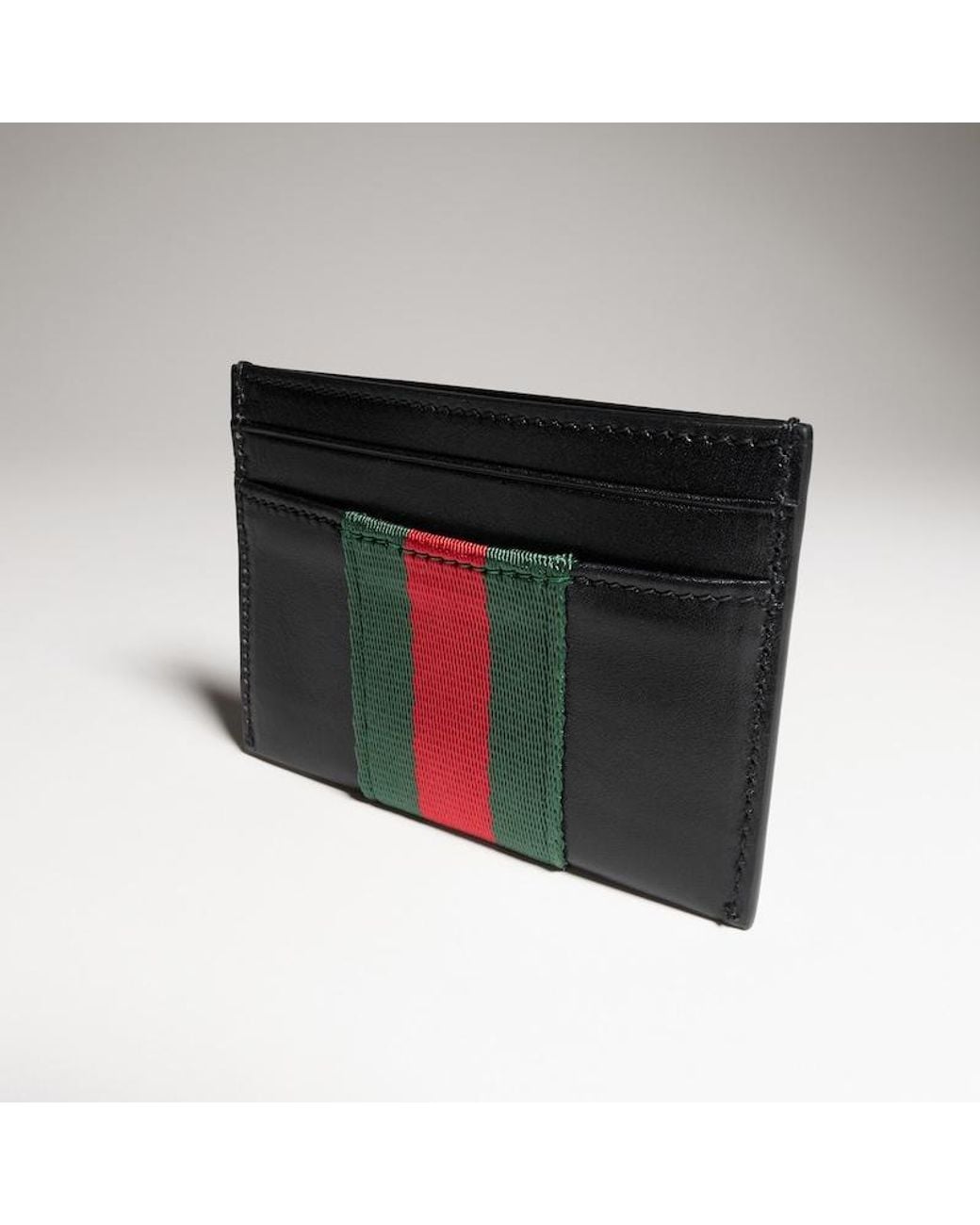 Gucci Black "Web Trademark" Cards Holder for men
