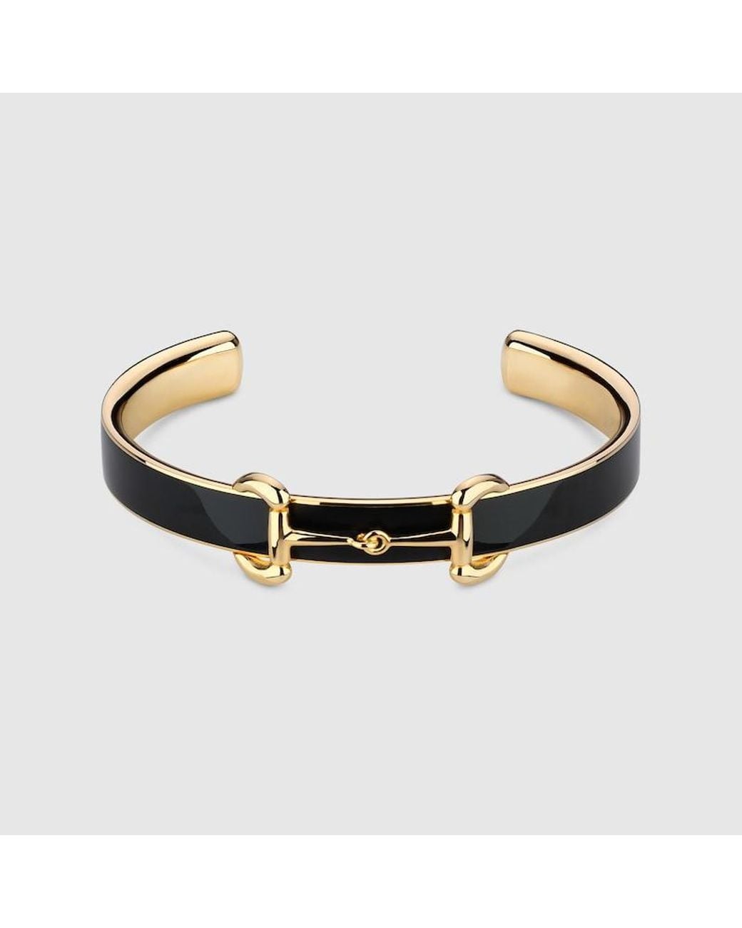 Gucci Metallic Horsebit Bangle Bracelet With Enamel