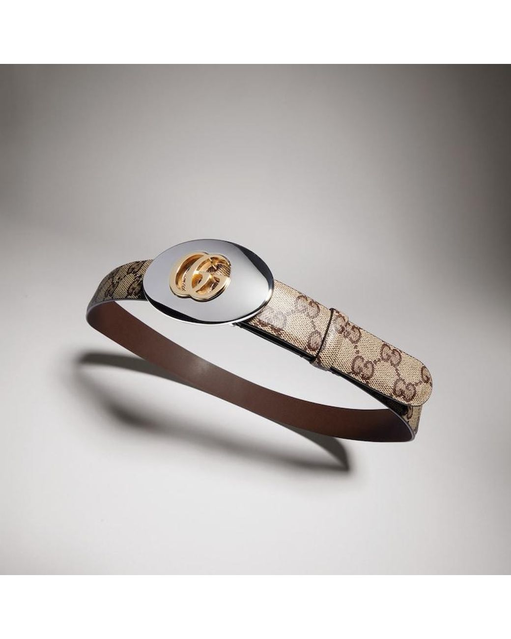 Gucci Brown Belt With Double G Plaque Buckle, Size 105
