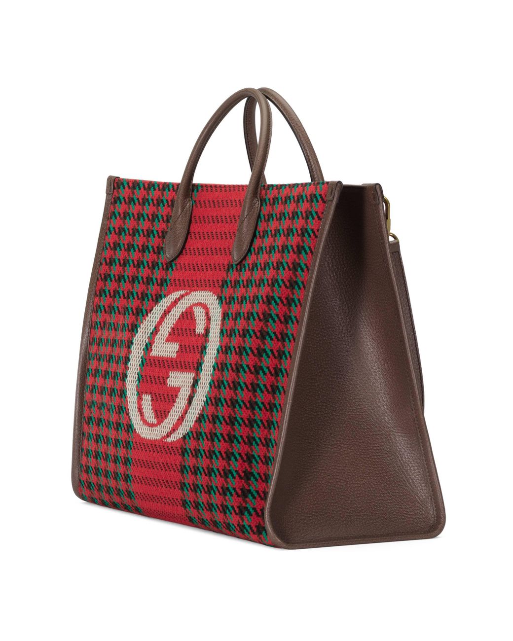 Mary Give vil beslutte Gucci Houndstooth And Stripe Tote With Interlocking G in Red for Men | Lyst
