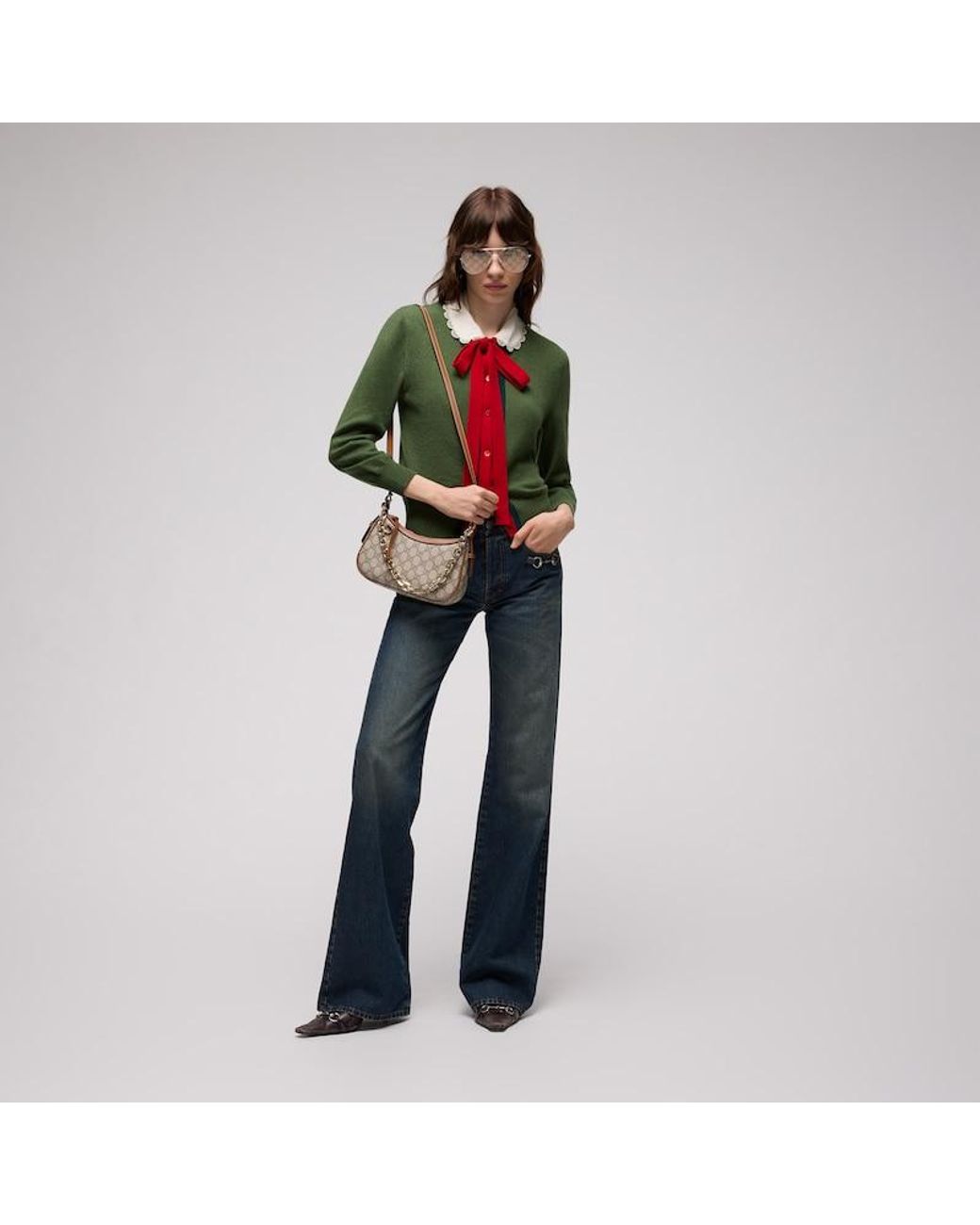 Gucci Natural Gg Emblem Small Shoulder Bag