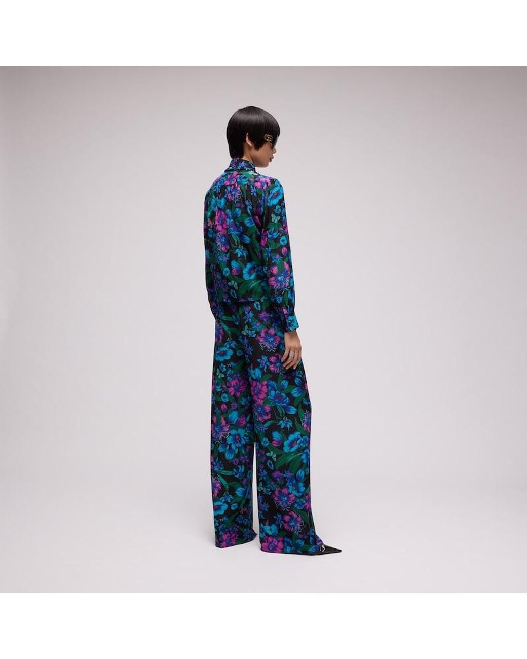 Gucci Blue Printed Silk Leisure Pants