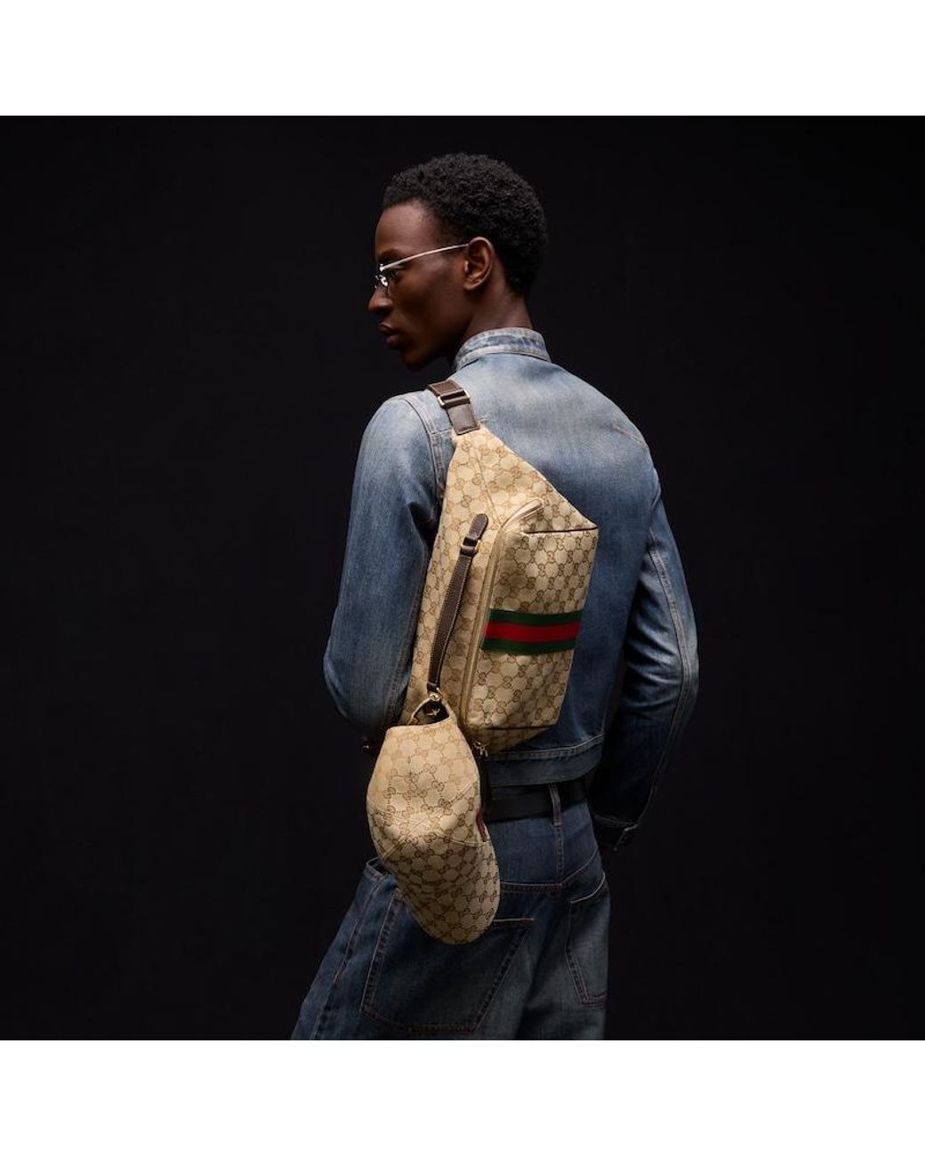 Gucci Brown Small Crossbody Bag With Web, Gg Canvas for men