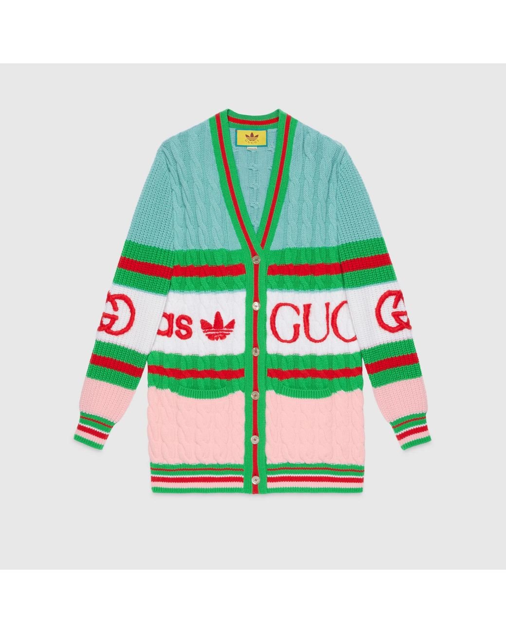 GUCCI_women /ADIDAS  X  GUCCI  ウールカーディガン Gucci Adidas X Wool Cardigan in Green | Lyst Canada