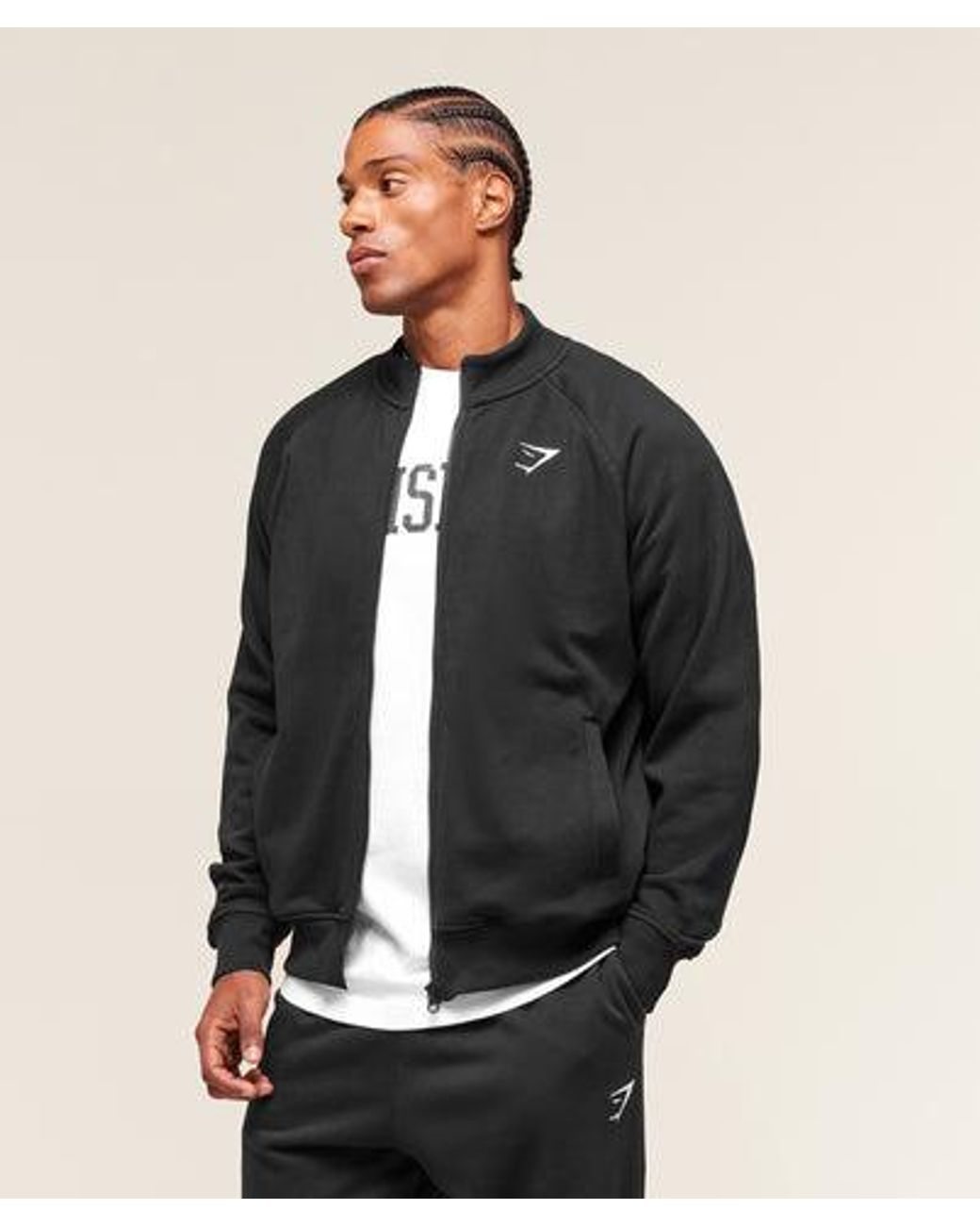 GYMSHARK Black Crest Oversized Track Jacket for men