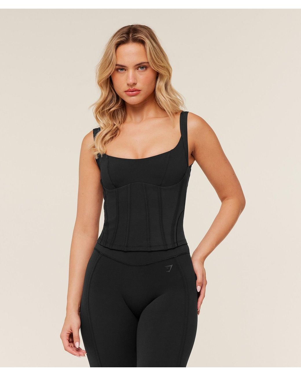 GYMSHARK Black Corset Tank Top