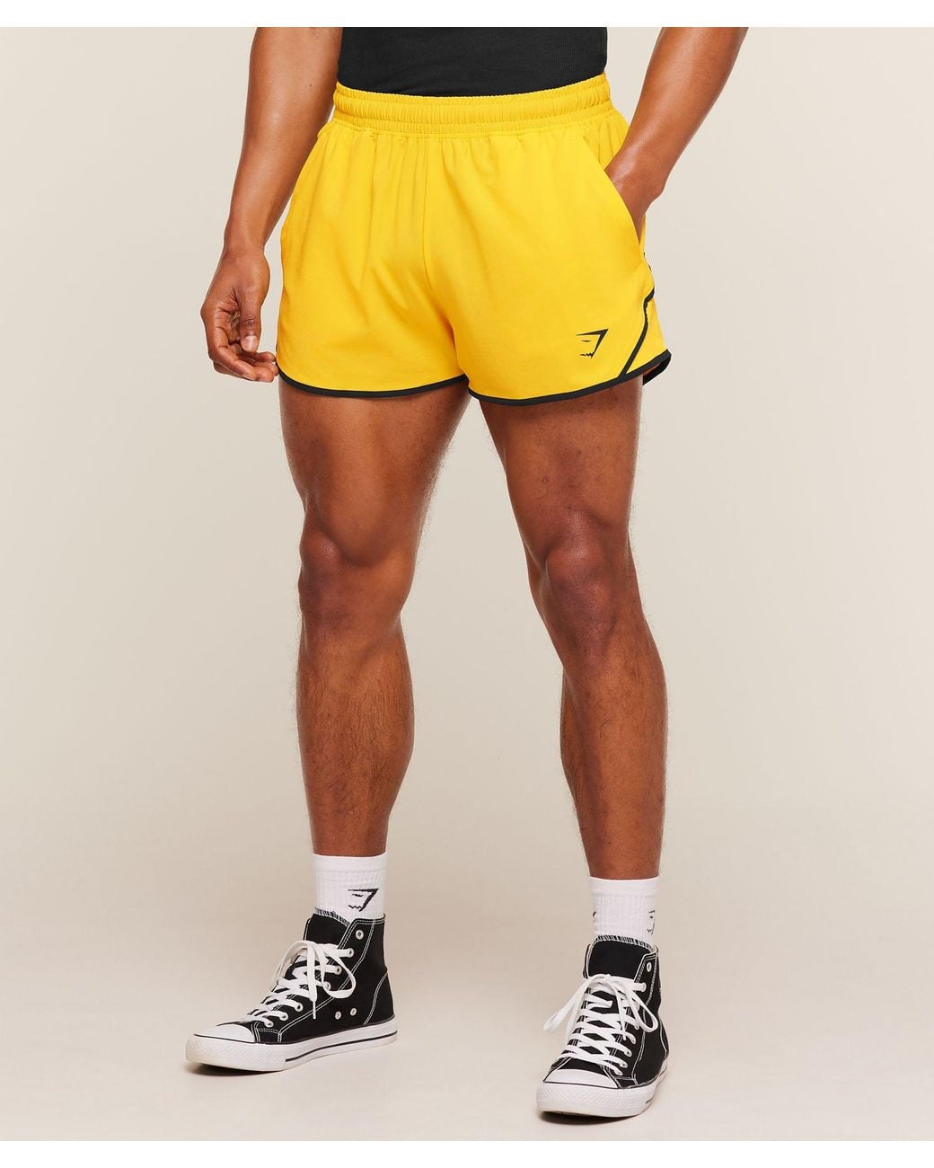GYMSHARK Yellow Accent Conditioning Shorts for men