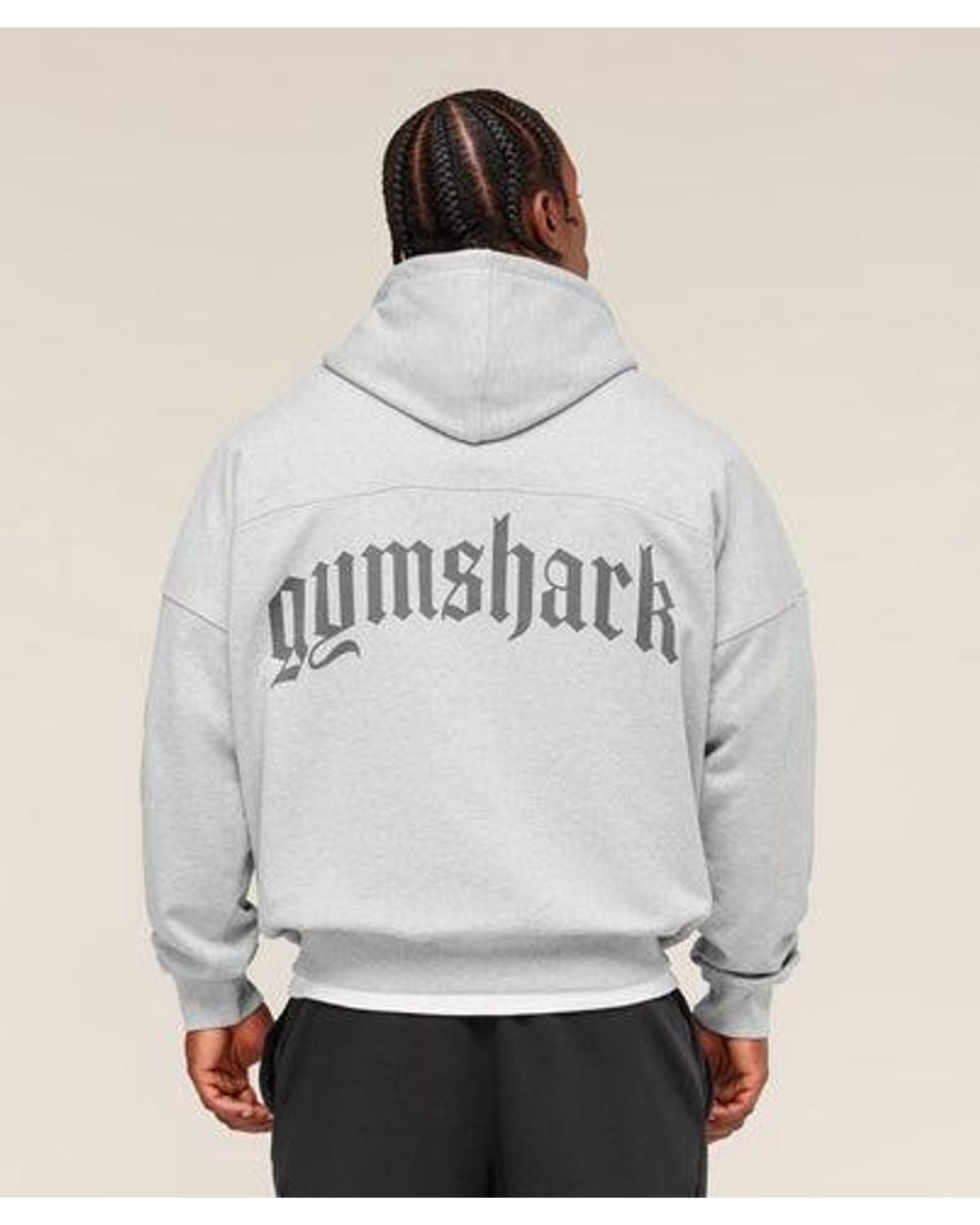 GYMSHARK Gray Olde English Hoodie for men