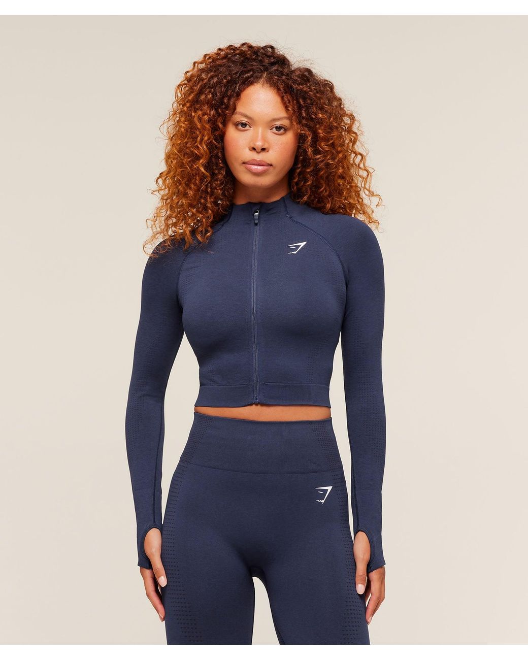 GYMSHARK Blue Vital Seamless Midi Zip 2.0 Pullover