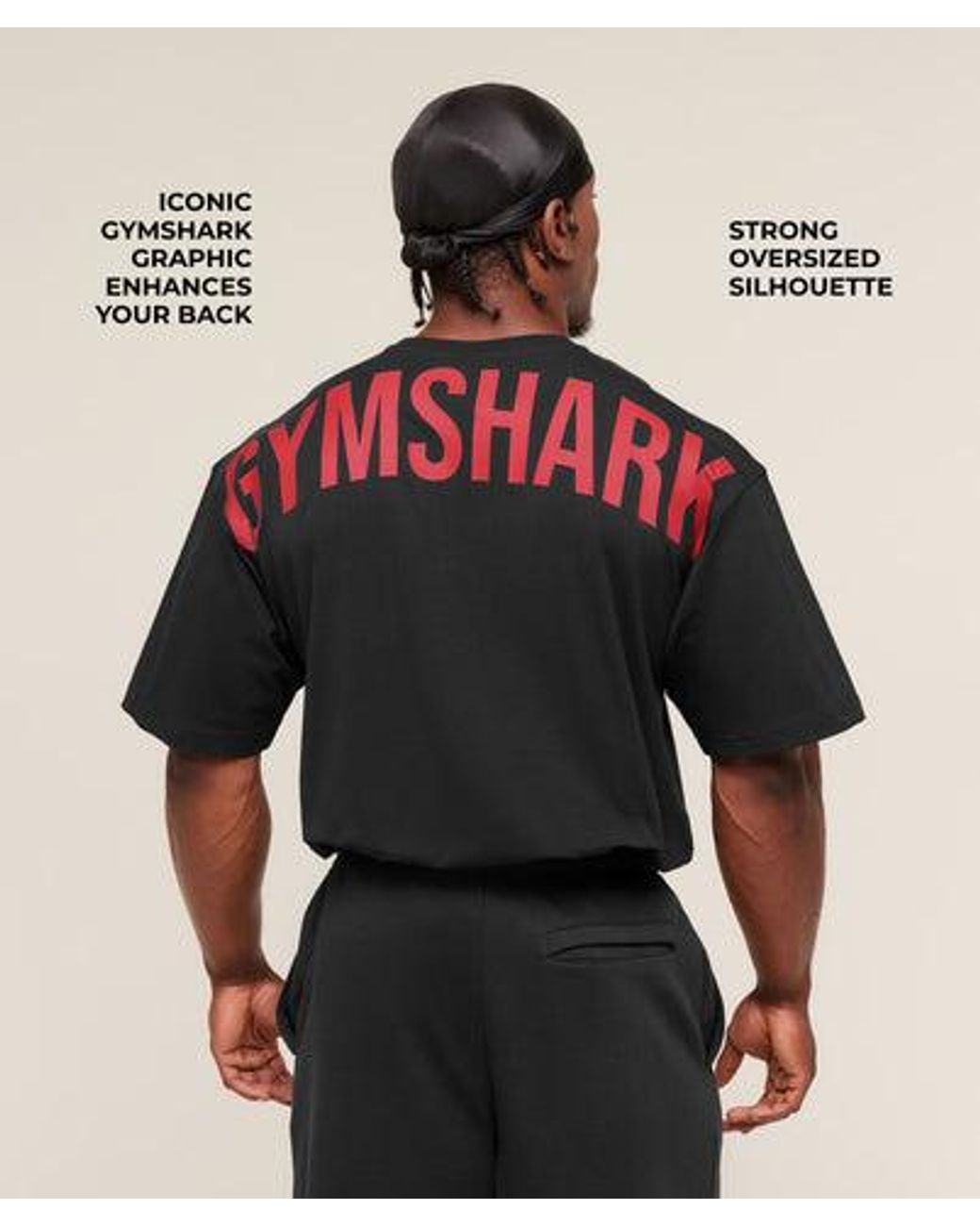 GYMSHARK Black Power T-Shirt for men