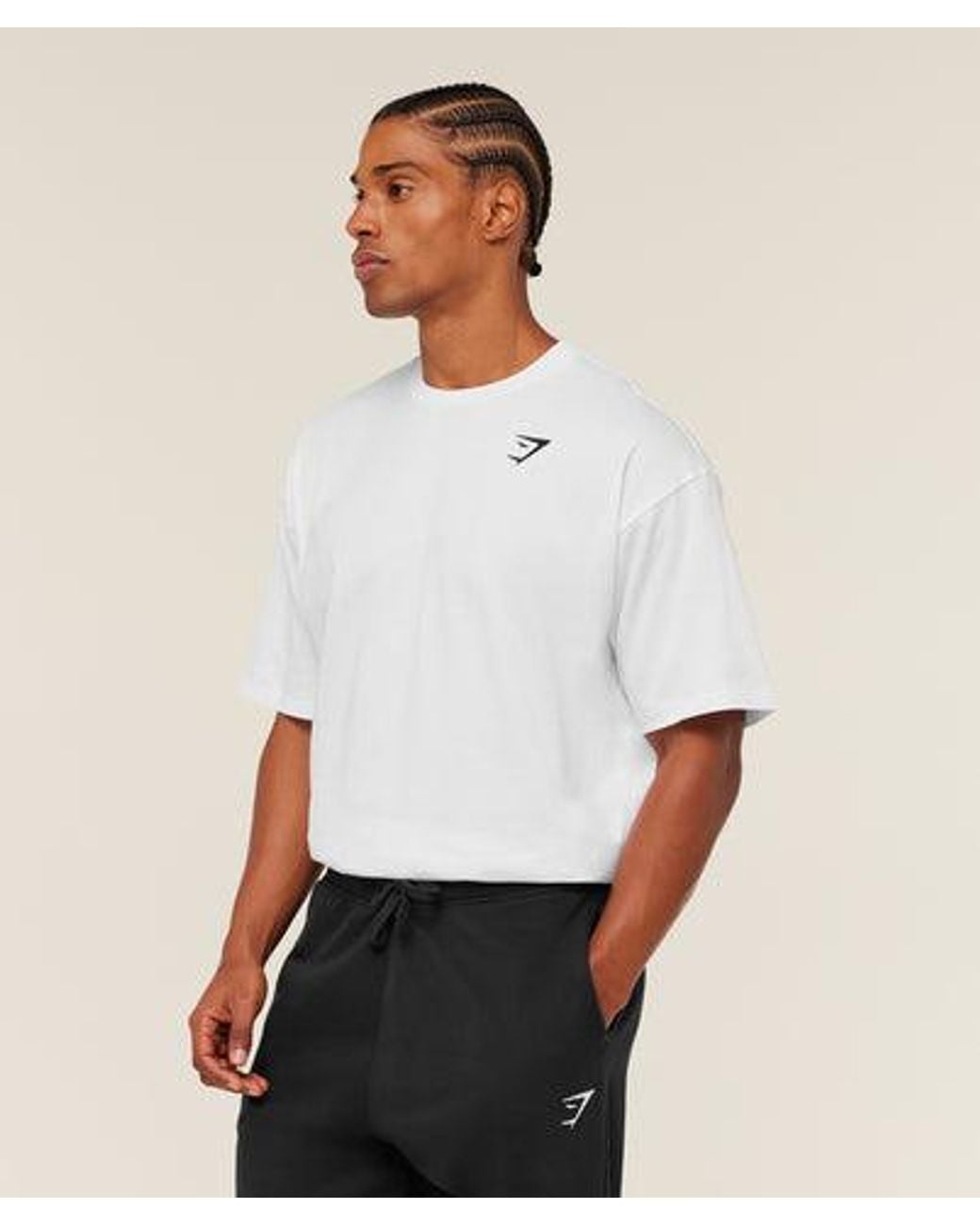 GYMSHARK White Crest Oversized T-Shirt for men