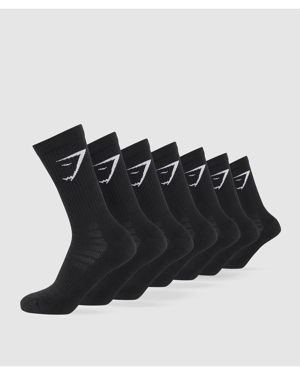 GYMSHARK Black Crew Socks 7Pk