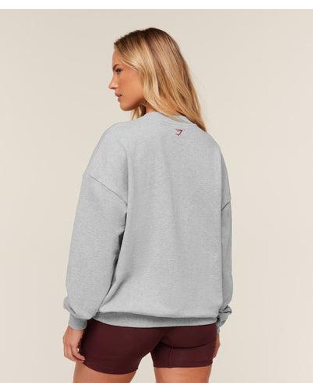 GYMSHARK Gray Collegiate Graphic Crew Neck Pullover