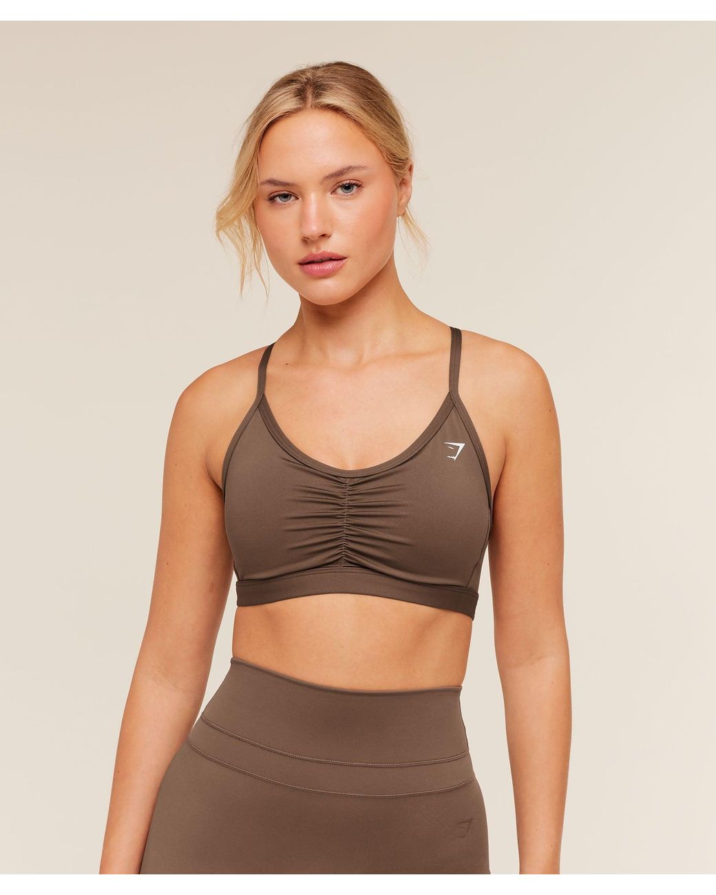 GYMSHARK Green Ruched Sports Bra