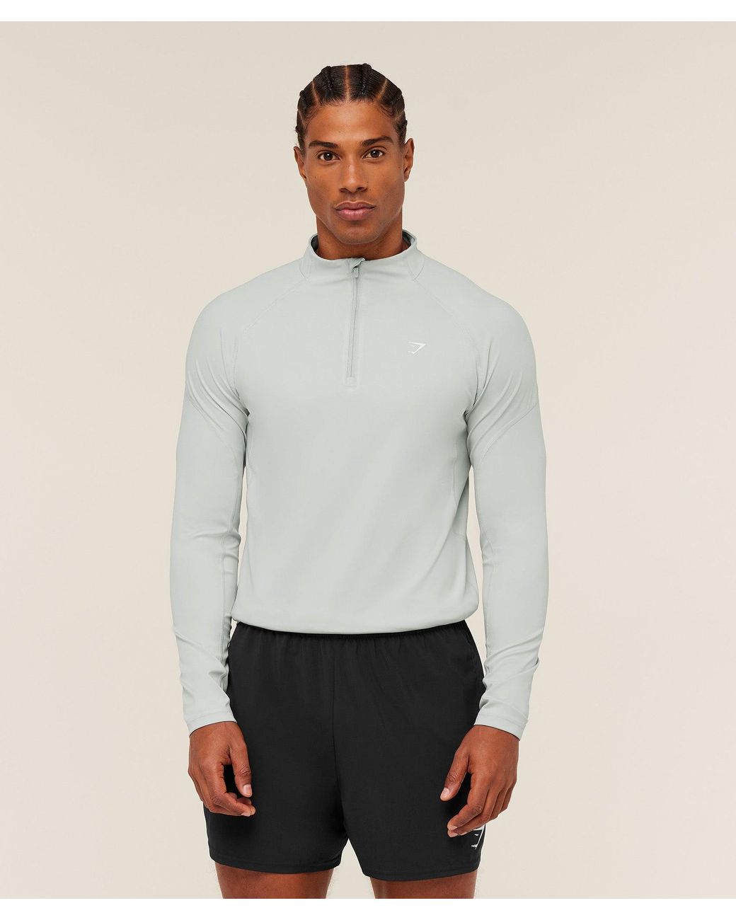 GYMSHARK White Performance 1/4 Zip for men
