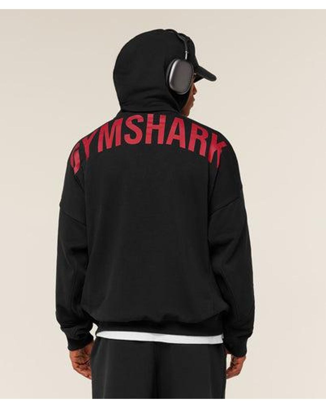 GYMSHARK Black Power Oversized Hoodie for men