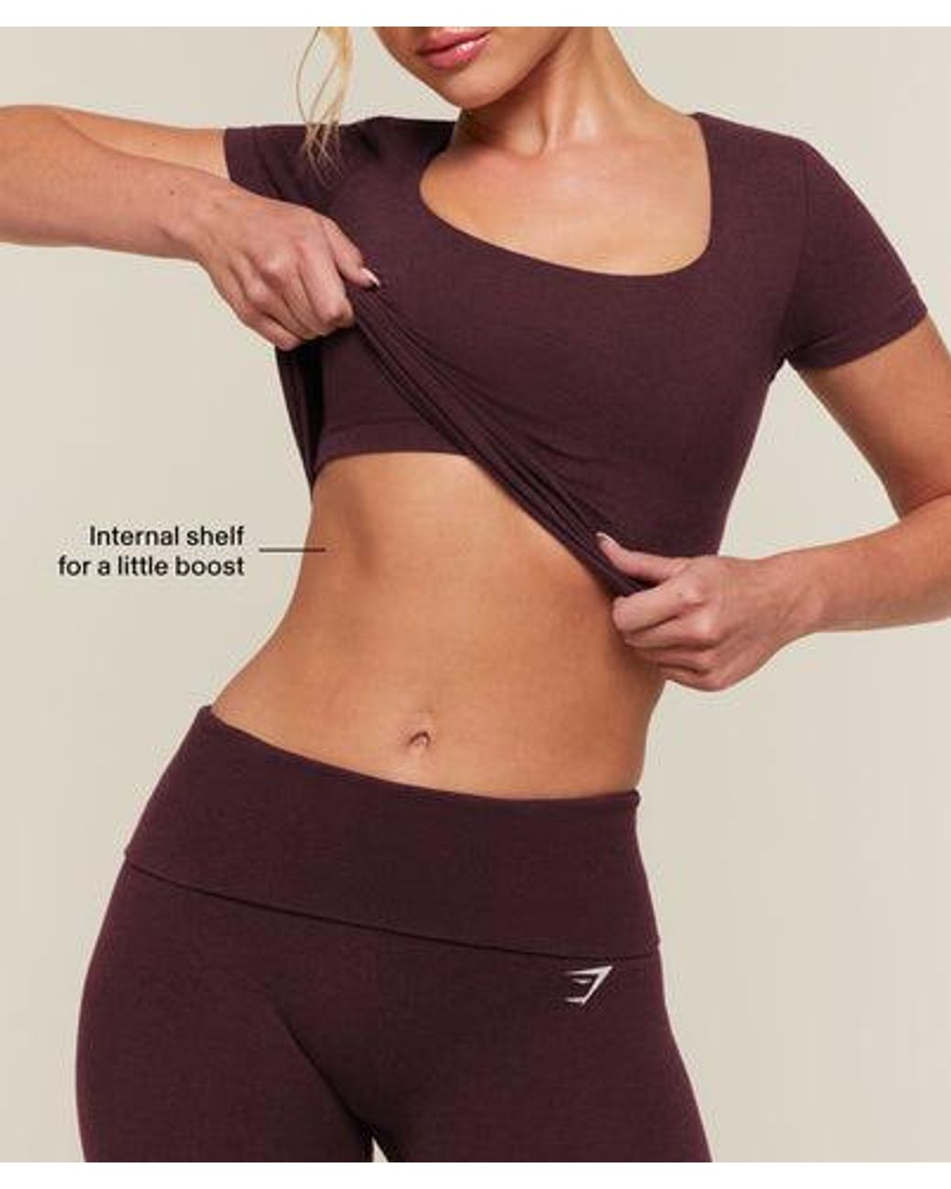 GYMSHARK Red Cottonmove Midi Short Sleeve Top
