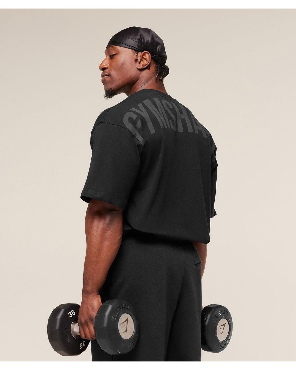 GYMSHARK Black Power T-Shirt for men