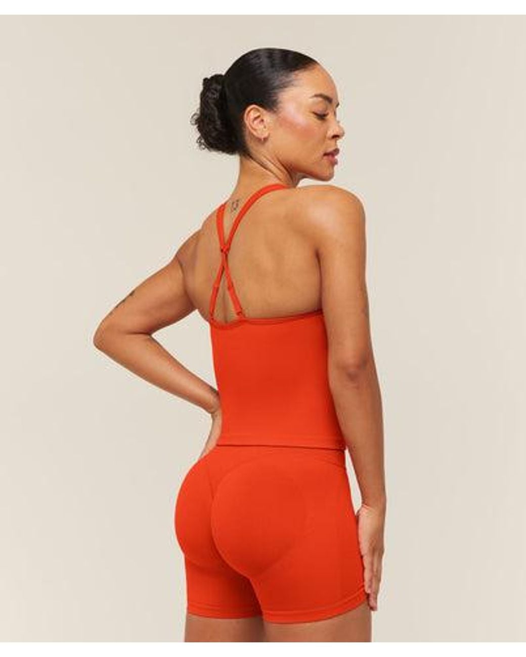 GYMSHARK Red Lift Seamless Tank With Shelf