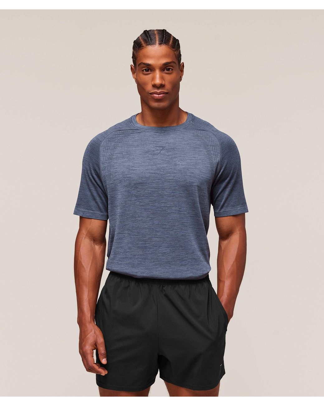 GYMSHARK Blue Versatile Seamless T-Shirt for men