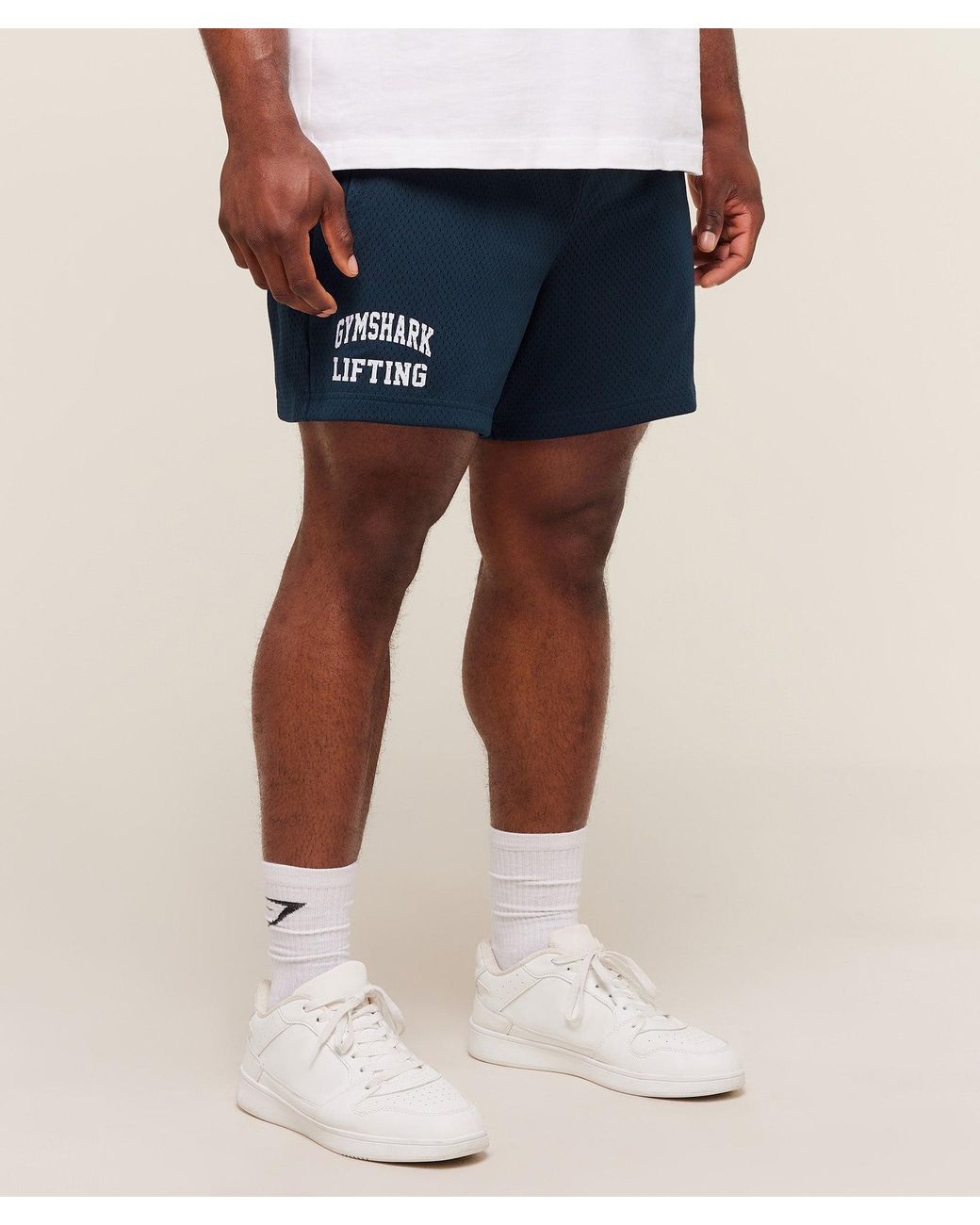 GYMSHARK Blue Lifting Mesh 5" Shorts for men