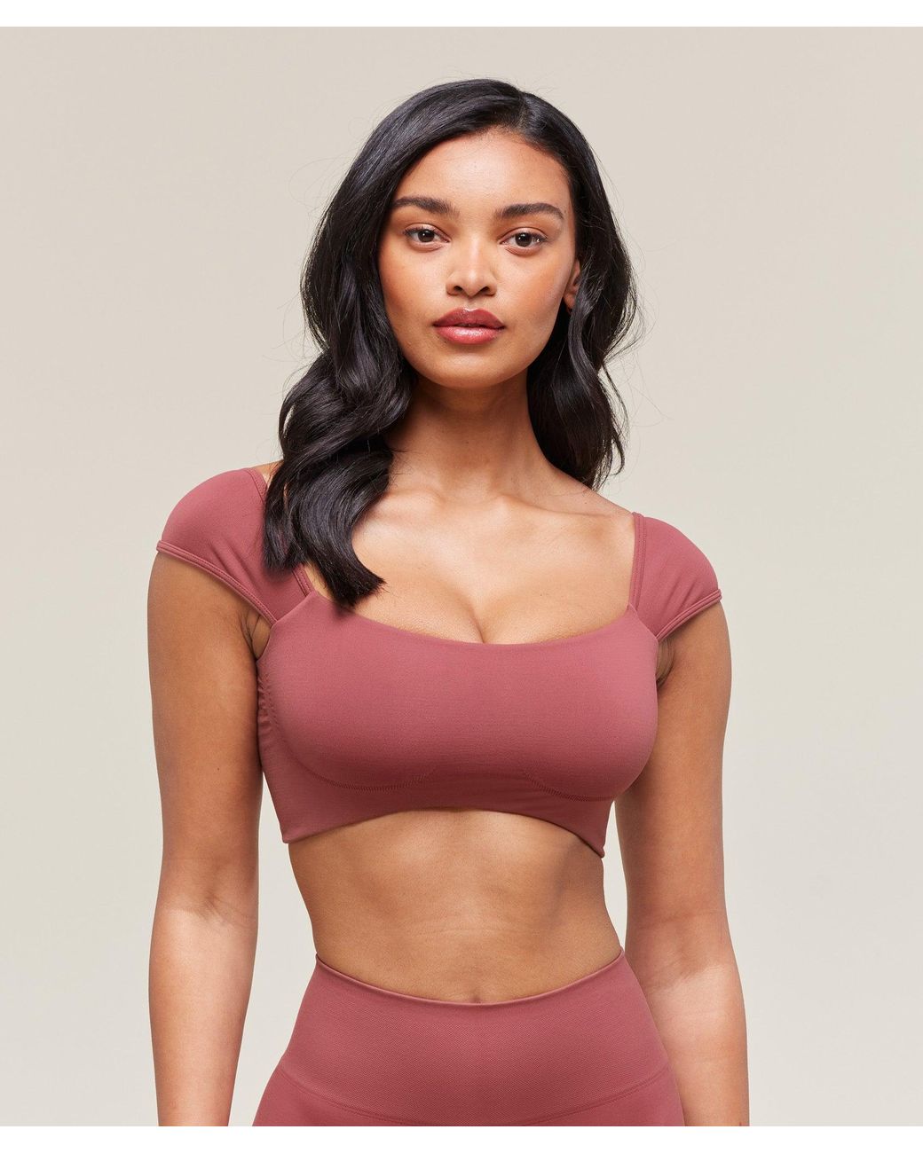 GYMSHARK Red Soft Sculpt Cap Sleeve Bralette