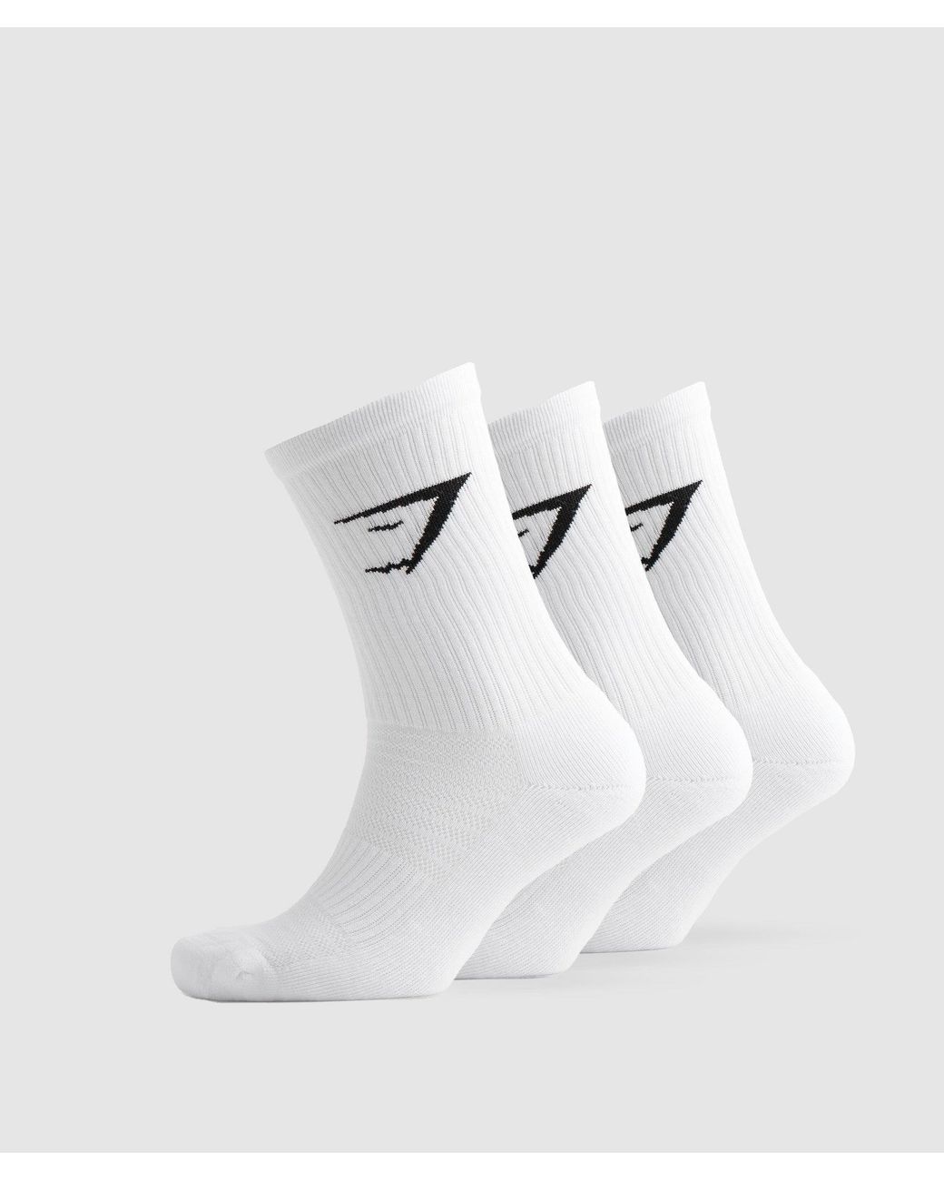 GYMSHARK White Crew Socks 3Pk