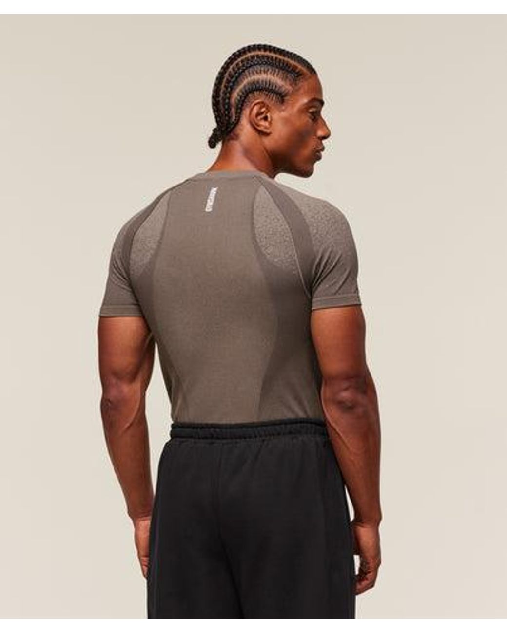 GYMSHARK Brown Shadow Seamless T Shirt for men