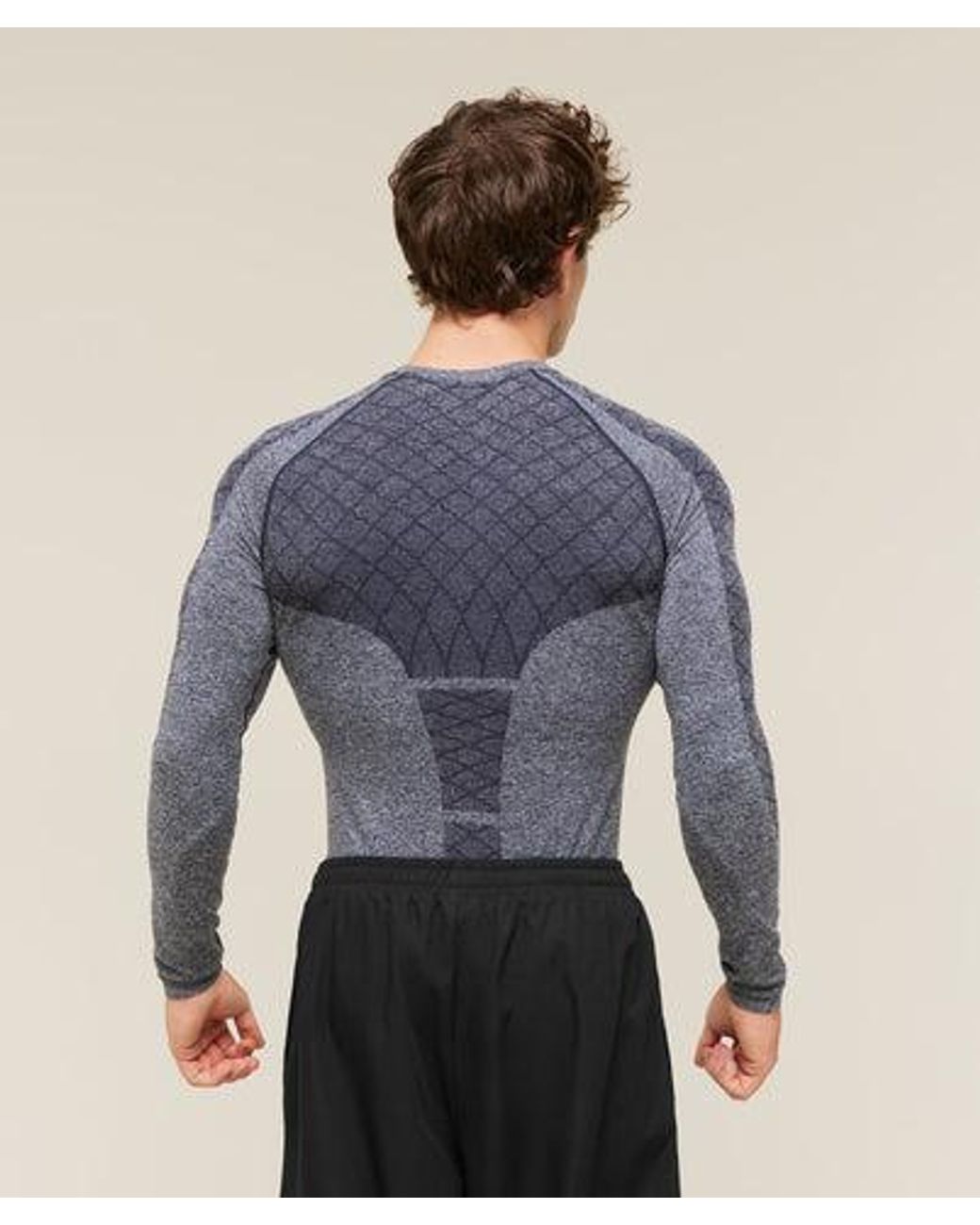 GYMSHARK Blue Devant Seamless Long Sleeve T-Shirt for men