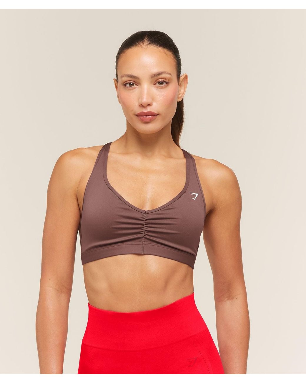 GYMSHARK Red Ruched Sports Bra 2.0