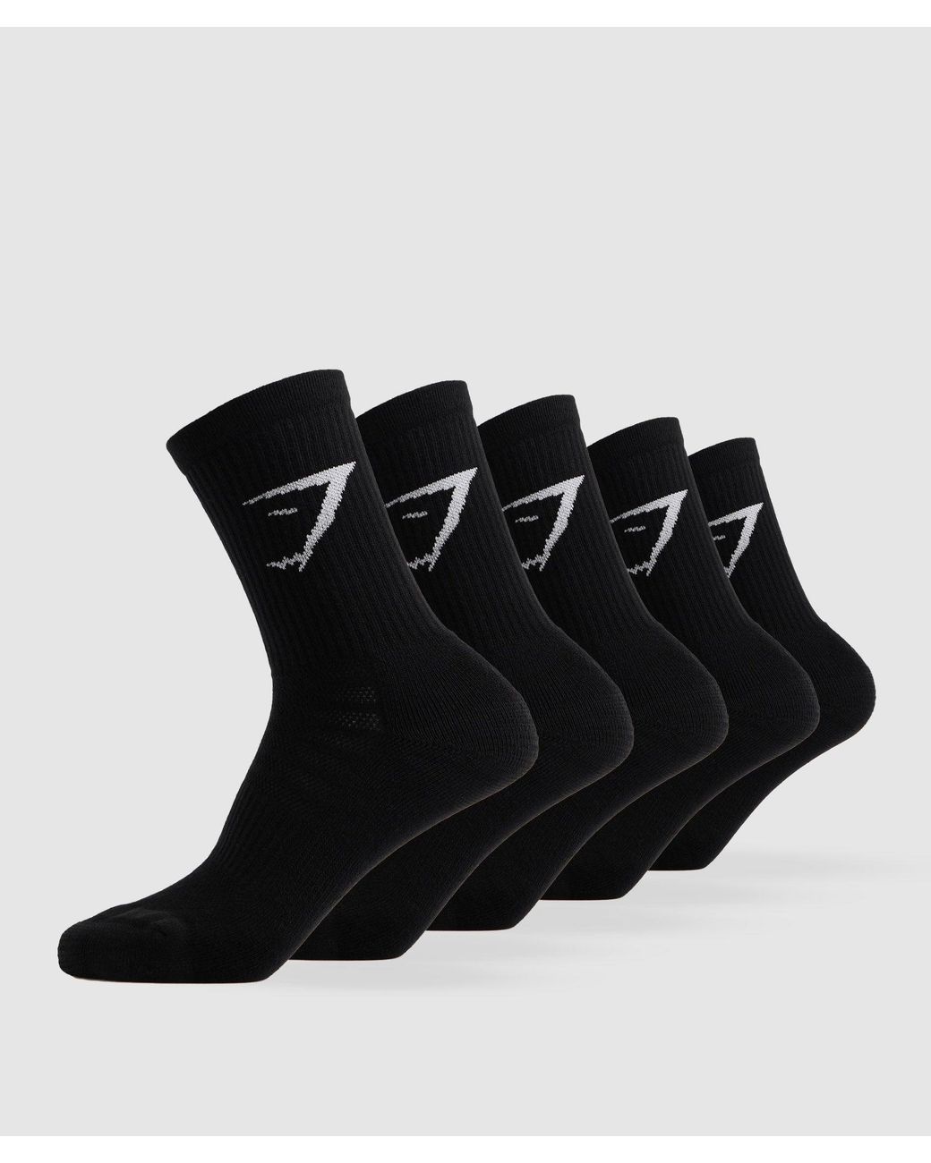 GYMSHARK Black Crew Socks 5Pk