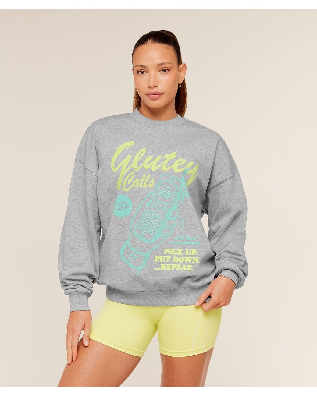 GYMSHARK Blue Glutey Calls Graphic Sweatshirt