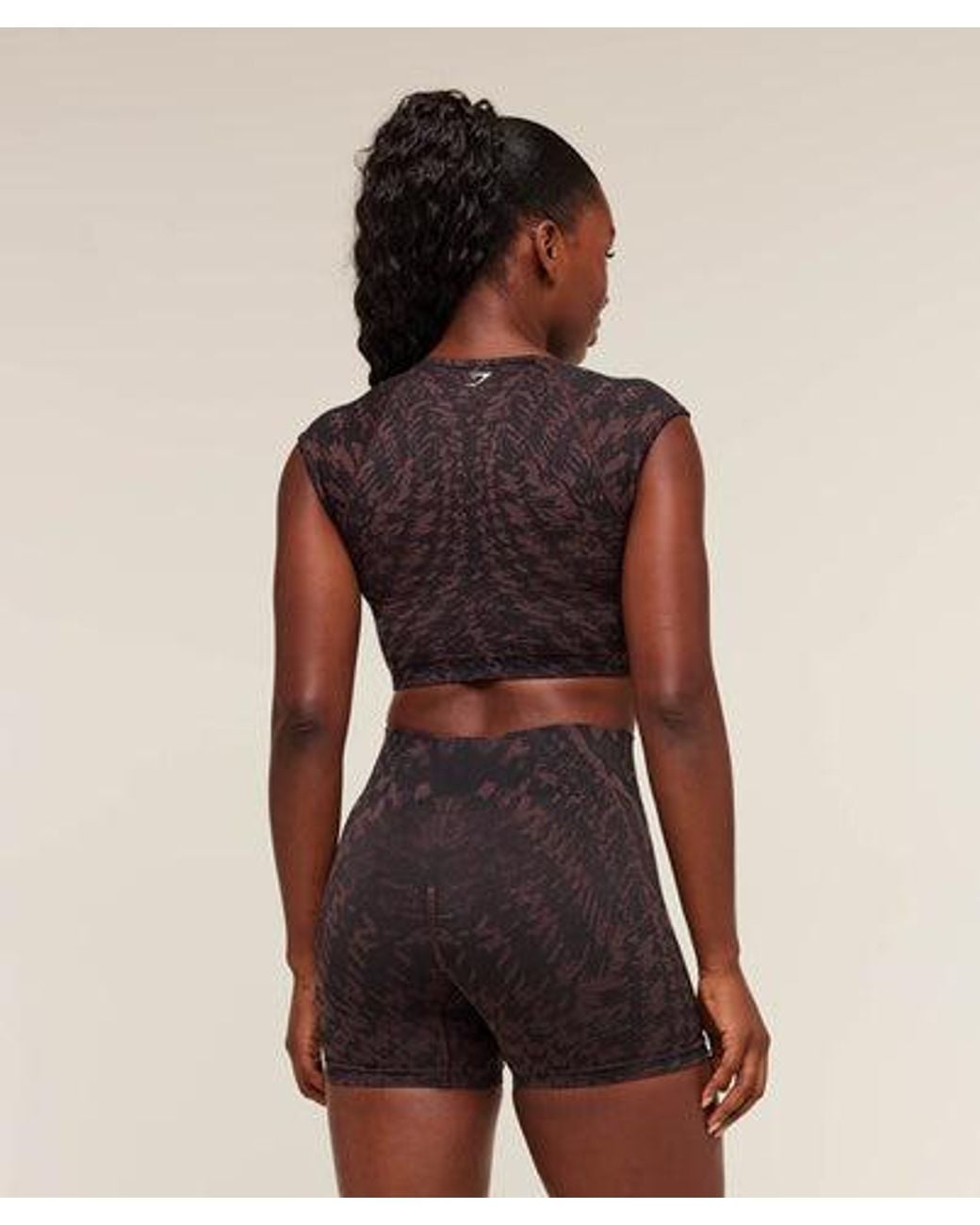 GYMSHARK Pink Adapt Houndstooth Midi Top