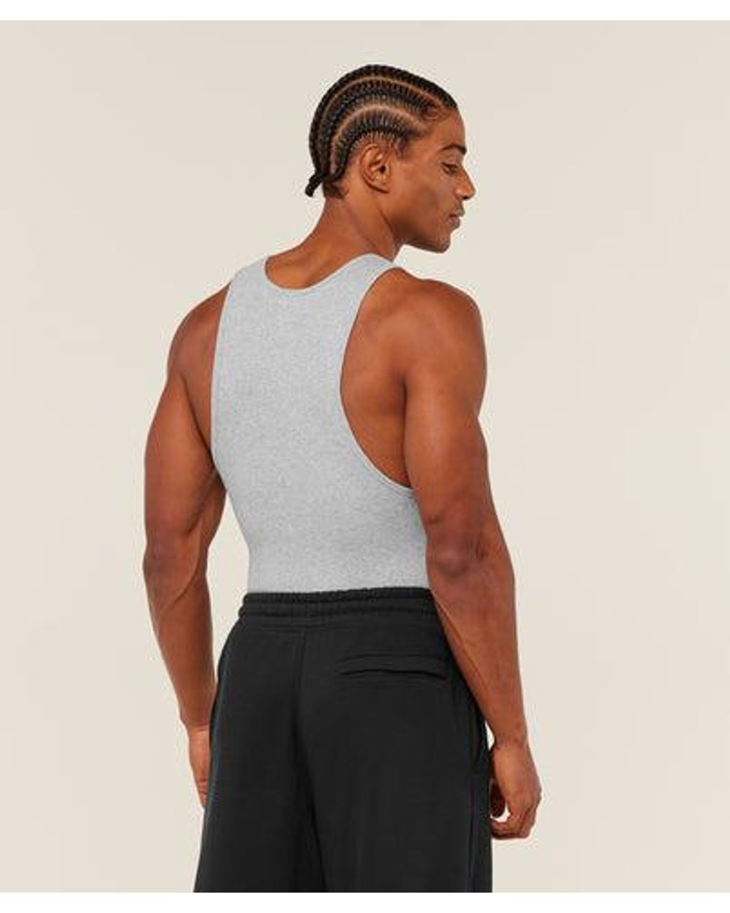 GYMSHARK Gray Ribbed Tank 1Pk for men