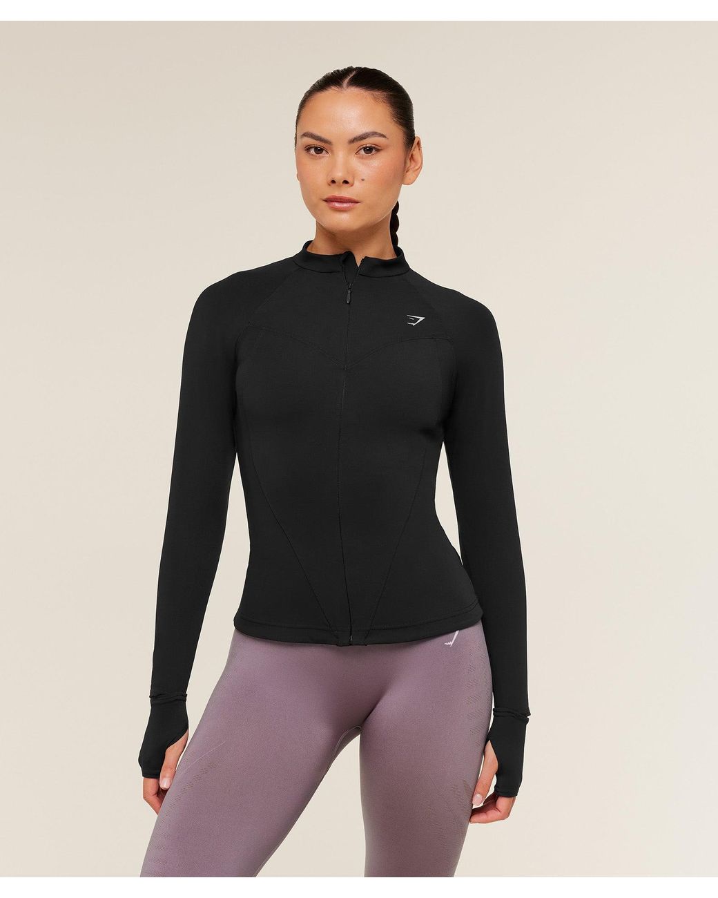 GYMSHARK Black Running Full Zip Jacket