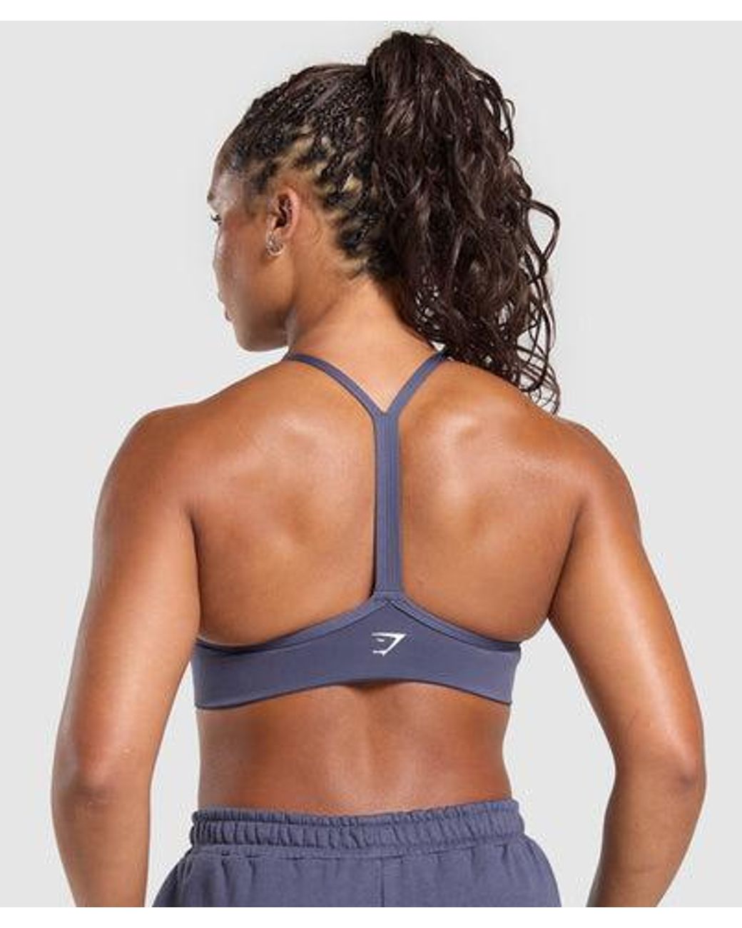 GYMSHARK Blue Strength Department Graphic Sports Bra
