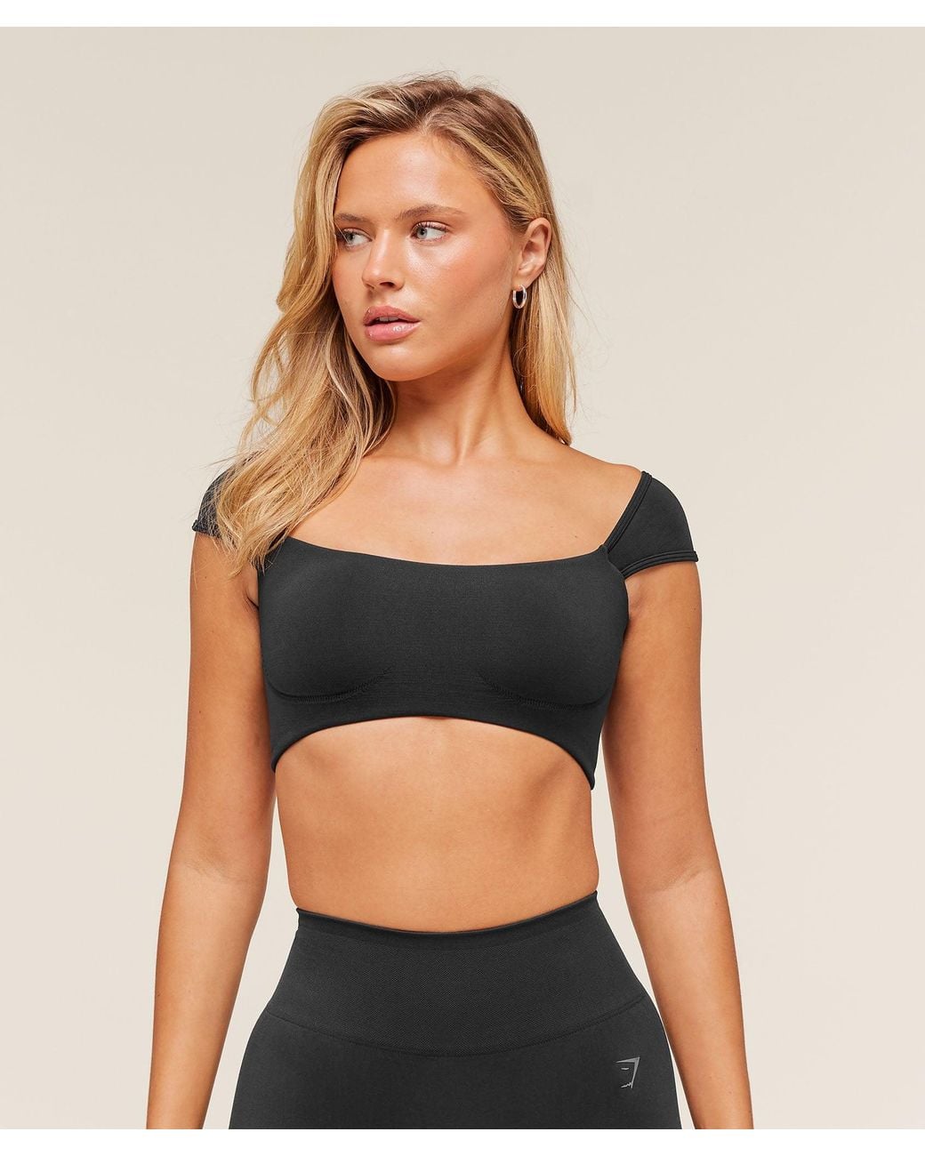 GYMSHARK Black Soft Sculpt Cap Sleeve Bralette