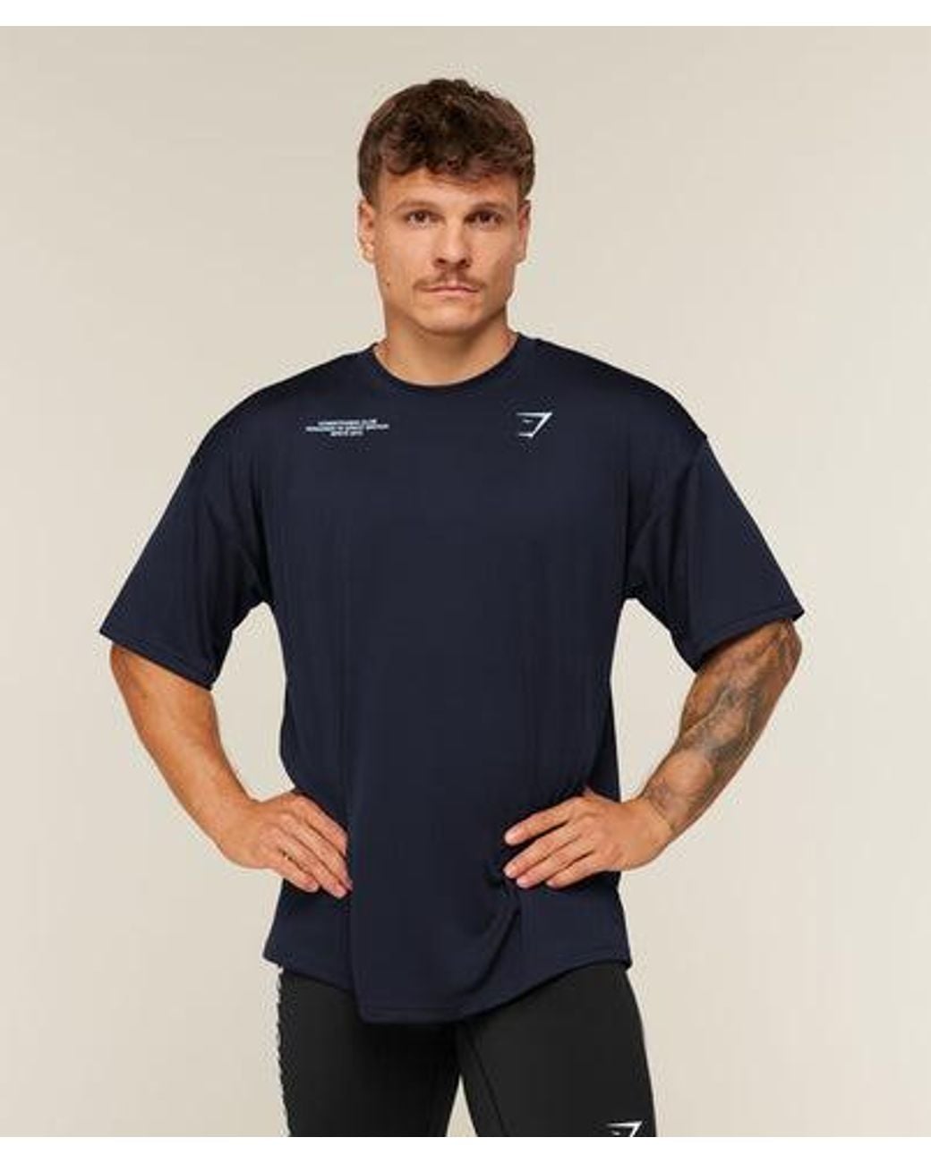 GYMSHARK Blue Conditioning Club Oversized T-Shirt for men